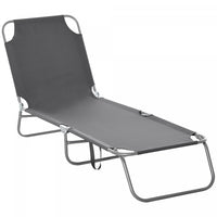 Outsunny Folding Outdoor Lounge Chair For Patio, Garden, Poolside, Grey