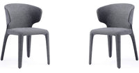 Manhattan Comfort Set of 2 Conrad Modern Woven Tweed Dining Chair - Grey