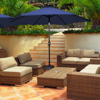 Costway 10' Solar LED Lighted Patio Market Umbrella Shade Tilt Adjustment Crank Navy