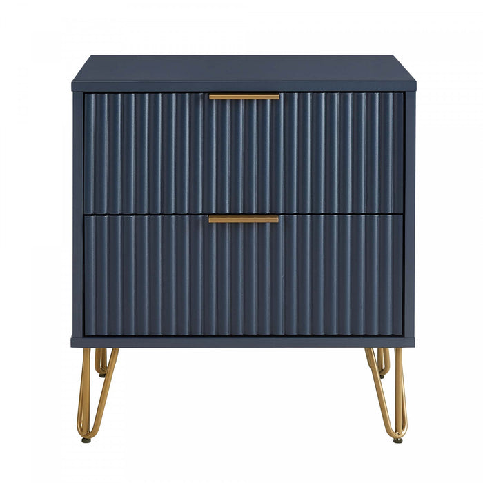 Dumbo Modern 20\" Fluted Nightstand in Midnight Blue (2-Drawer)