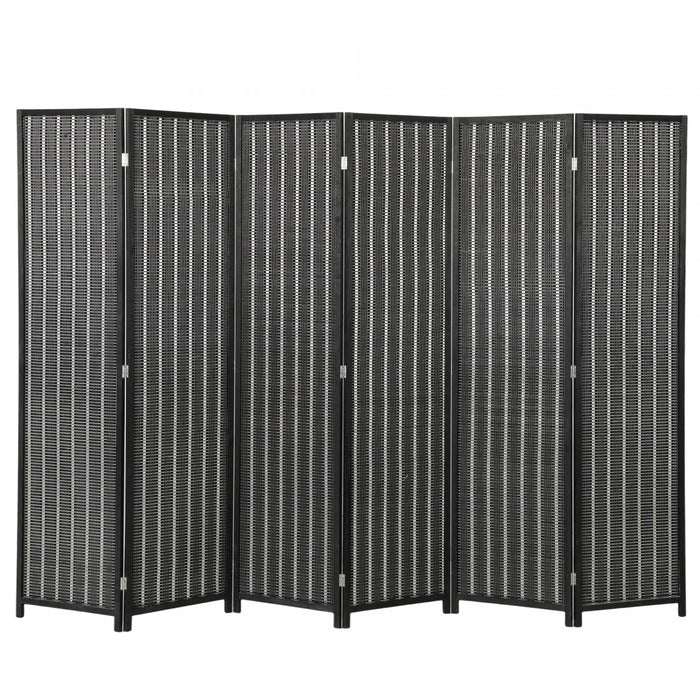 HOMCOM 6 Panel Room Divider with Handwoven Bamboo, Folding Privacy Screen