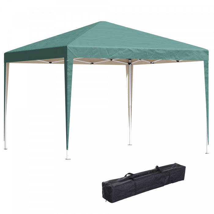 Outsunny 10x10ft Folding Pop Up Tent Outdoor Gazebo Canopy With Carrying Bag, Green