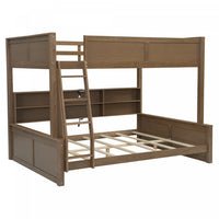 Liam Solid Wood Full XL Over Queen Bunk Bed with Storage & USB Ports, Brown