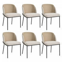 Olivia Set of 6 Modern Dining Chair with Slanted Legs and Adjustable Feet,Beige 