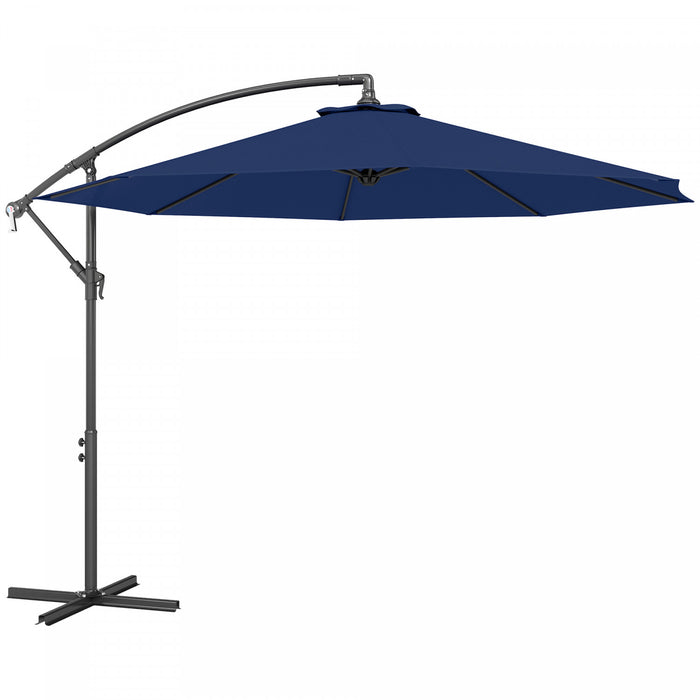 Outsunny 10' Deluxe Patio Umbrella, Outdoor Market Parasol, Navy Blue