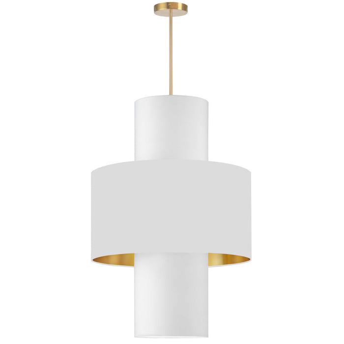 Dainolite Patrona 4 Light Pendant Aged Brass White/Gold/White Shades Lamp
