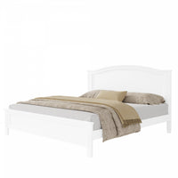 Benson Full Size Solid Wood Platform Bed with Stylish Headboard, White 