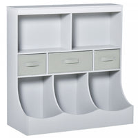 Homcom Kids Bookcase Toddler Toy Storage Organizer, Kid’s Bin Storage Unit Children Display Shelf Wa