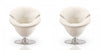 Tulip Modern Velvet Swivel Lounge Chair in White - Set of 2