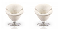 Tulip Modern Velvet Swivel Lounge Chair in White - Set of 2 