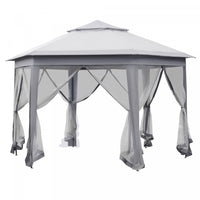 Outsunny 13' X 13' Pop Up Canopy Tent With Netting And Carry Bag, Instant Sun Shelter, Hexagon Tents