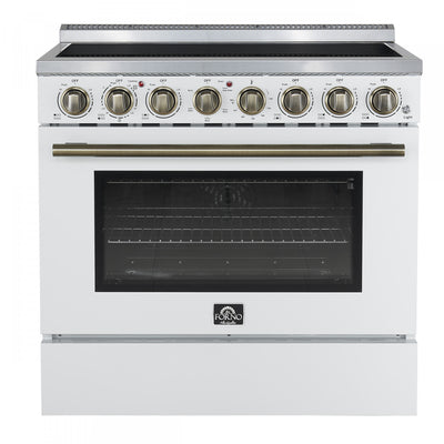 Forno Paolo 36 Inch White Freestanding Electric Range, White, 5.44 cu.ft. - FFSEL6011-36WHT | Cuisiniere electrique Paolo 36 pouces, blanche, 5,44 pi³ - FFSEL6011-36WHT