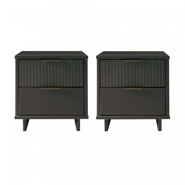 Granville Modern 18\" Nightstand in Charcoal Gray (2-Drawer) - Set of 2