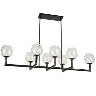 Dainolite Nora 8 Light Horizontal Chandelier Matte Black Clear Glass Lamp|Lustre horizontal Nora de Dainolite en verre transparent, avec fini noir mat et 8 ampoules