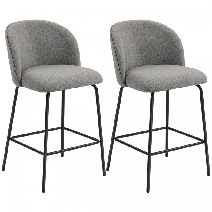 HOMCOM 27\" Counter Height Modern Bar Stools Set of 2 with Back, Dark Grey