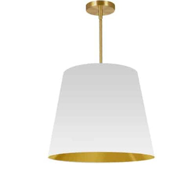 Dainolite Oversized Drum 1 Light Pendant tapered Drum Medium White/Gold Shade Lamp|Luminaire suspendu moyen de Dainolite avec très grand abat-jour cylindrique effilé blanc et doré, et 1 ampoule
