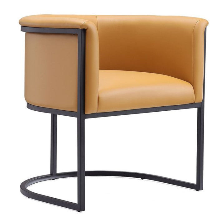 Manhattan Comfort Cosmopolitan Faux Leather Dining Chair - Saddle & Black