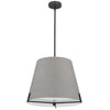 Dainolite Preston 4 Light Pendant 19\" Dia Matte Black Grey Fabric Shade Lamp