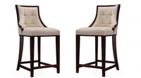 Fifth Avenue Traditional Wood Upholstered Counter Stool in Cream - Set of 2 