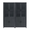 Jodie Mid-Century Modern 31\" Bookcase Cabinet in Charcoal Gray (6-Shelf) - Set of 2