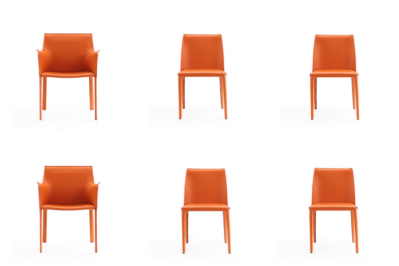 Paris Modern 6-Piece Dining Chair Set in Coral