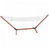 Outsunny 130\" X 47\" Hammock With Stand, Outdoor Hammock Camping Bed, Freestanding Lounge Chair With Wooden Frame Cotton Fabric For Outdoor Indoor, White, Teak