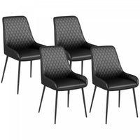 HOMCOM Dining Chairs Set of 4, PU Leather Kitchen Chairs with Steel Legs
