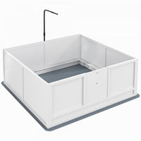 Pawhut Whelping Box For Dogs, Puppy Playpen With Retractable Light Stand, Washable Pee Pads, Rail, A
