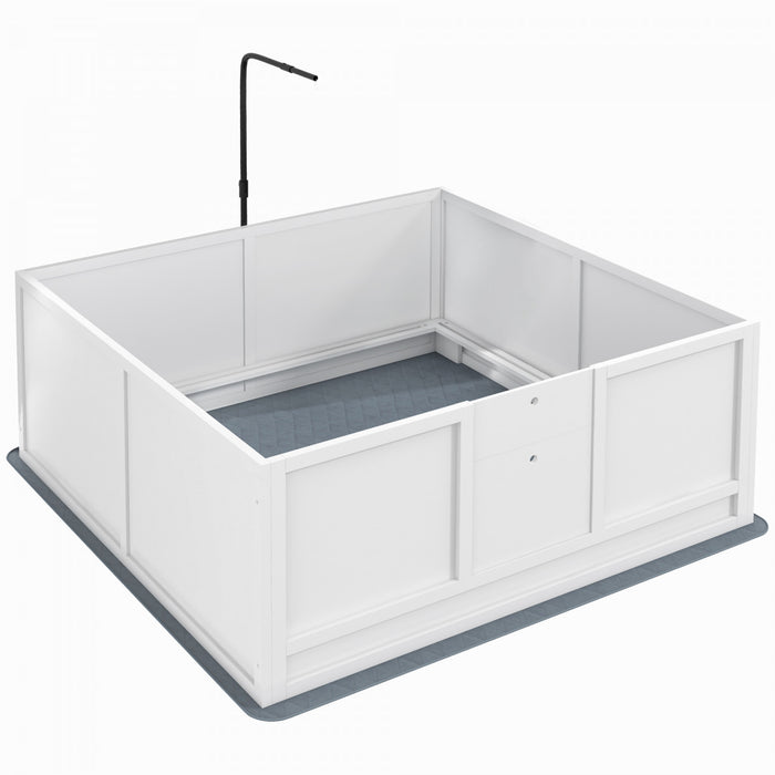 Pawhut Whelping Box For Dogs, Puppy Playpen With Retractable Light Stand, Washable Pee Pads, Rail, Adjustable Height Door For Small, Medium & Large Breed Dogs, 49\" X 47\"