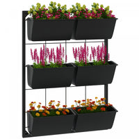 Outsunny 3-Tier Wall Planter with 6 Pots, Hanging Plant Holder