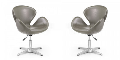 Raspberry Modern Upholstered Swivel Lounge Chair in Pebble Gray - Set of 2 Accent Chair | Fauteuil lounge pivotant moderne Raspberry en tissu gris galet - Lot de 2