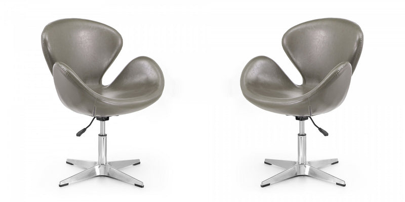 Raspberry Modern Upholstered Swivel Lounge Chair in Pebble Gray - Set of 2 Accent Chair