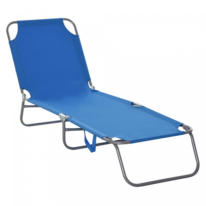 Outsunny Folding Outdoor Lounge Chair For Patio, Garden, Poolside, Blue