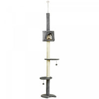 Pawhut 4-tier Floor To Ceiling Cat Tree, Tall Cat Tower With Scratching Post, Plush Padding, Toy Bal
