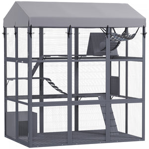 Pawhut Large Cat House With Anti-escape Floor, 81