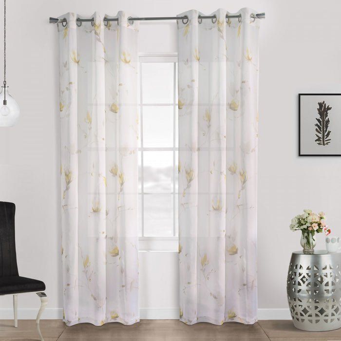 Habitat Symphony Yellow Sheer Grommet Curtain Panel - 52 x 95