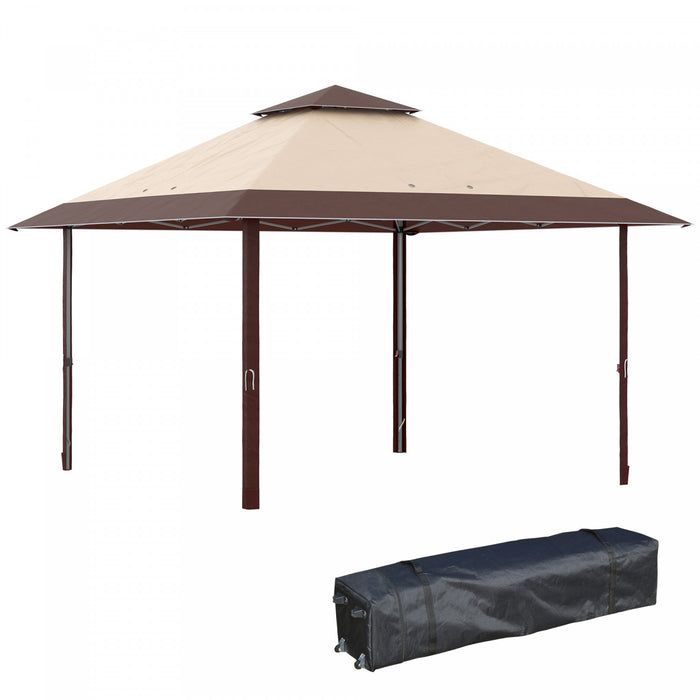 Outsunny 13' X 13' Outdoor Pop-up Party Tent Canopy With Top Vent, Khaki