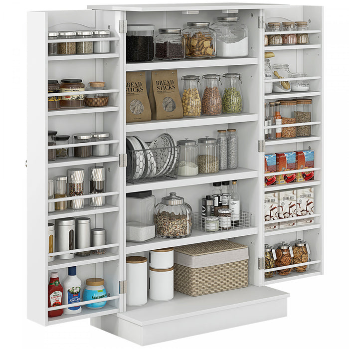 HOMCOM Kitchen Pantry Storage Cabinet w/ 5-tier Shelving White