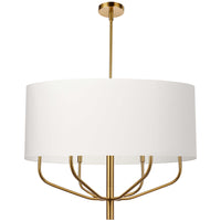 Dainolite Eleanor 6 Light Pendant Aged Brass White Shade Lamp