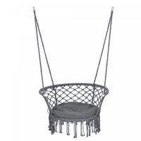 Outsunny Hanging Hammock Chair, Cotton Rope Porch Hammock Swing With Metal Frame And Cushion, Large