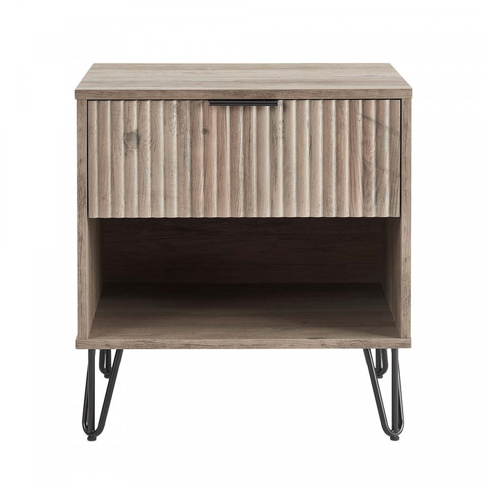 Dumbo Modern 20\" Fluted Nightstand in Rustic Gray (1-Drawer)