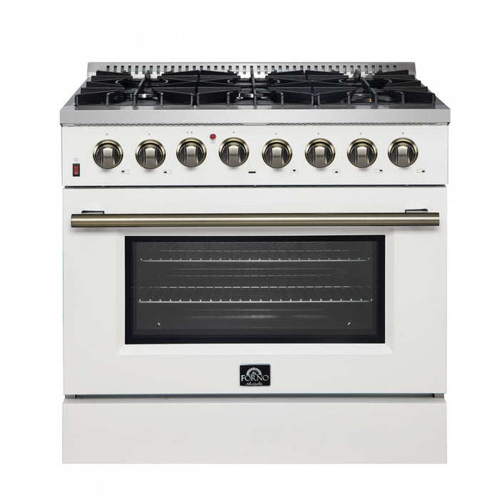 Forno Galiano 36\" Dual Fuel Range, White, 5.36 cu.ft.- FFSGS6156-36WHT