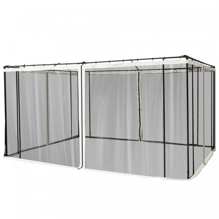Outsunny Replacement Mosquito Netting For Gazebo 10' X 12' Black Screen Walls For Canopy With Zippers For Parties And Outdoor Activities - Cream White