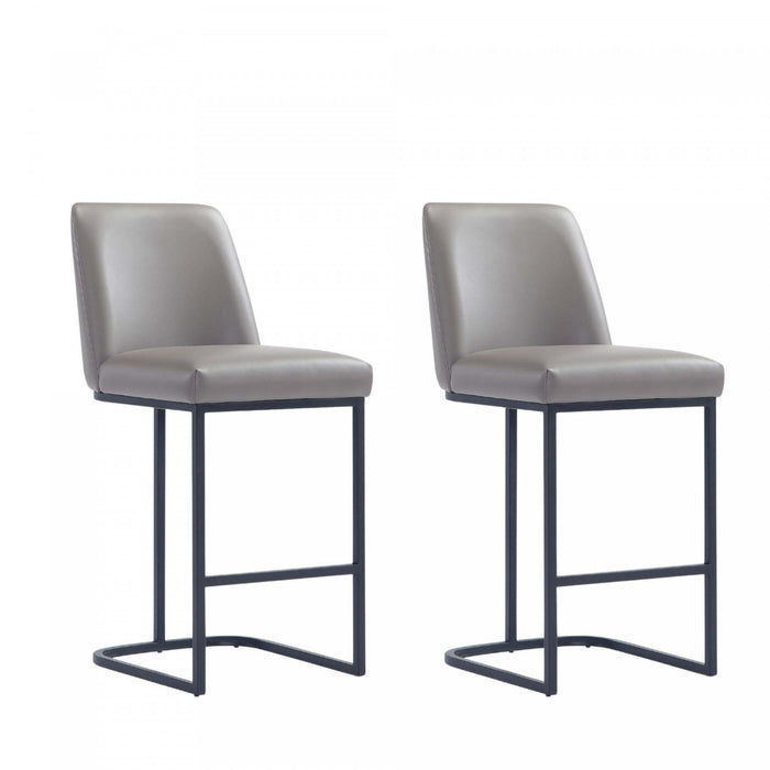 Serena Modern Metal Upholstered Counter Stool in Taupe - Set of 2 Bar Stool