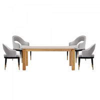 Carrington and Rockaway Modern Industry Chic 5-Piece Dining Set in Light Gray and Natural 