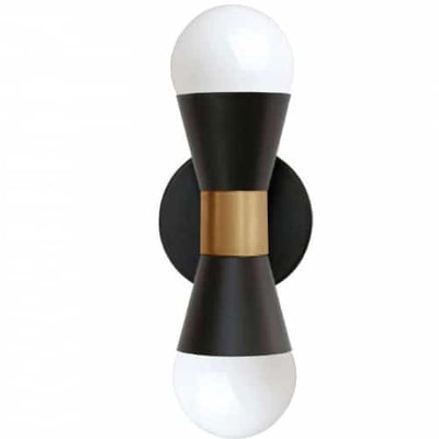 Dainolite Fortuna 2 Light Wall Sconce Matte Black & Aged Brass Lamp|Applique murale Fortuna de Dainolite avec fini noir mat et laiton vieilli, et 2 ampoules