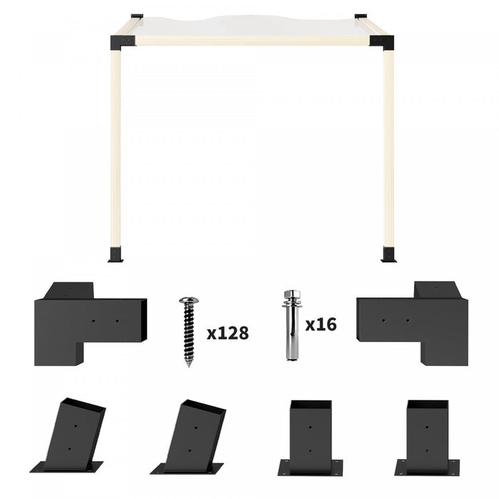 Outsunny Pergola Brackets, 15° Slanted Roof Pergola Bracket Kit, Black