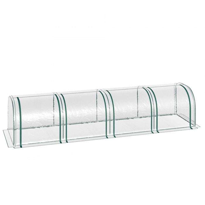 Outsunny 13' X 3' X 2.5' Portable Mini Tunnel Greenhouse With 4 Zipped Doors, Portable Small Green House, Easy Assembly, Clear