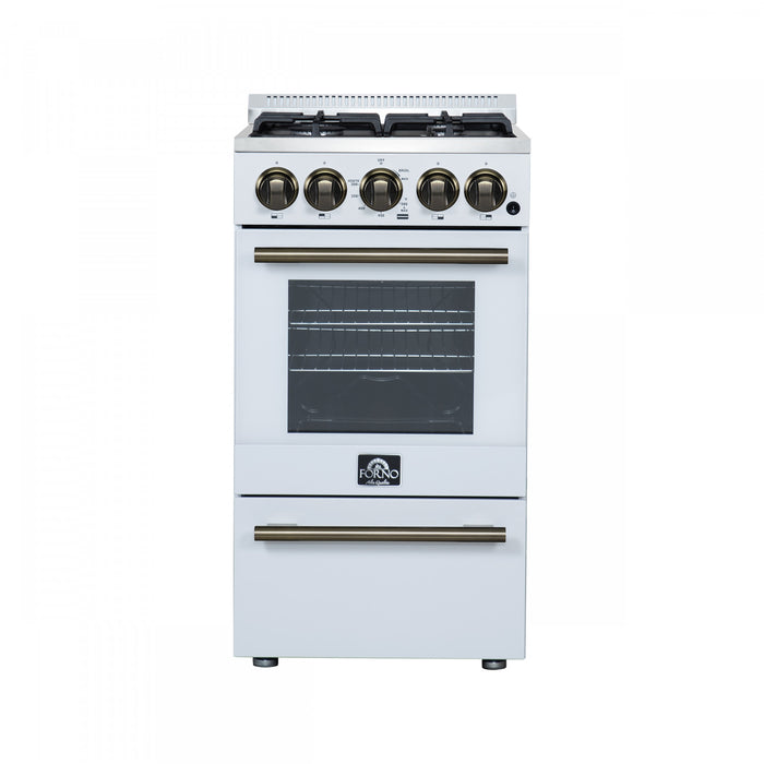 Forno Lamazze 20\" Freestanding Gas Range, White, FFSGS6265-20WHT