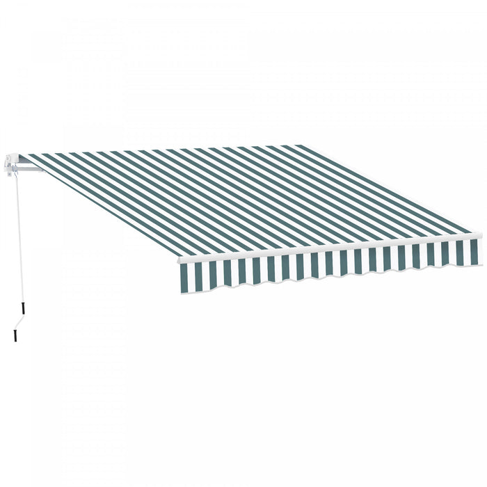 Outsunny 8' x 7' retractable awning, patio awnings, sunshade shelter with 280g/m² Uv & Water-resistant Fabric And Aluminum Frame For Deck, Balcony, Yard, Green And White